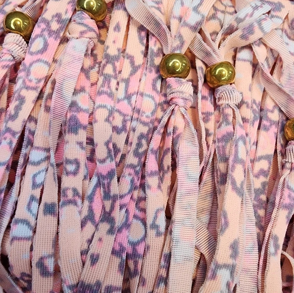 Ninety Five ° Swimsuit Bikini 2 piece Size Small Pink Orange Fringe Top - Picture 10 of 12